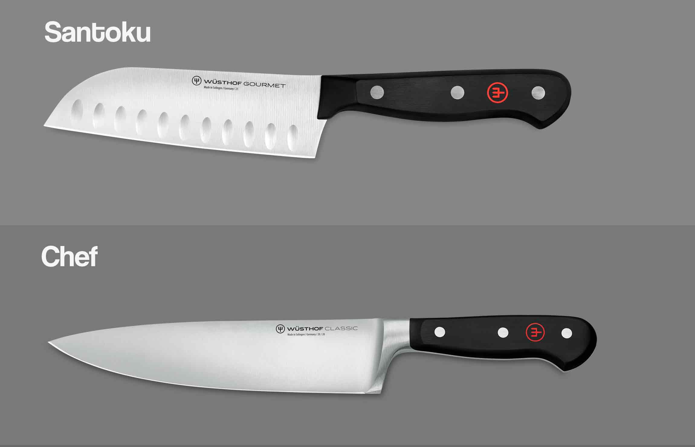 Qual é a diferença entre uma faca de chef e uma faca Santoku?