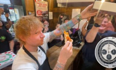 Ed Sheeran distribui pizza usando um Rolex de R$ 4.9 milhões