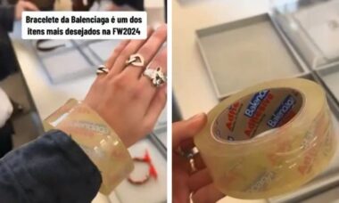 Balenciaga transforma fita adesiva em bracelete de R$ 16 mil