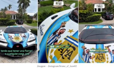Influenciador transforma Bugatti de até R$ 33 milhões em homenagem a Messi e chama atenção durante a Copa do Mundo