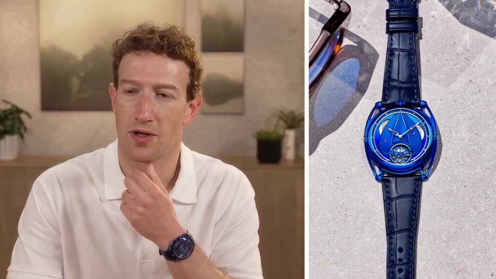 Relógio azul de US$ 225 mil de Mark Zuckerberg tem detalhe curioso. Imagem: Instagram @de_bethune - Reprodução Youtube